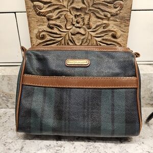 Polo Ralph Lauren Blackwatch Check Toiletry Bag with Brown Leather Trim